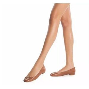 LARROUDE Maria Leather Flat in Caramel